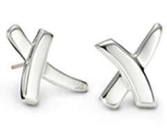 Fashion modeling white gold earrings-cross