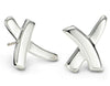 Fashion modeling white gold earrings-cross